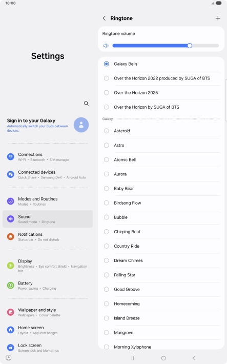 Press the required ring tones to hear them.