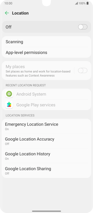 Press the indicator to turn the function on or off.
