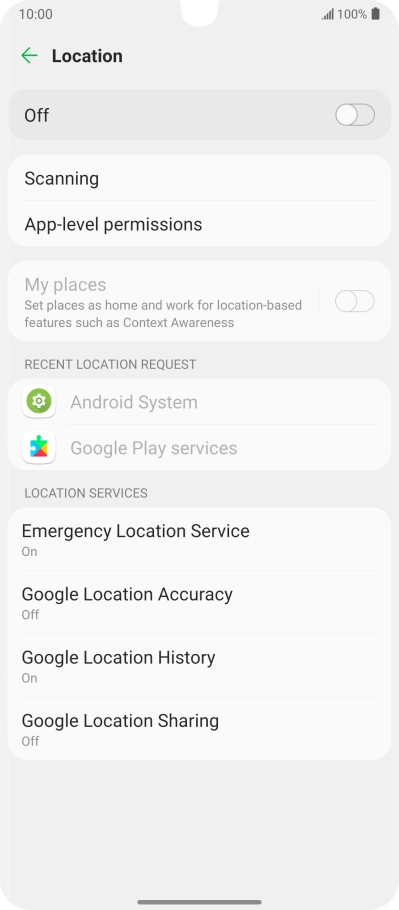 Press the indicator to turn the function on or off.