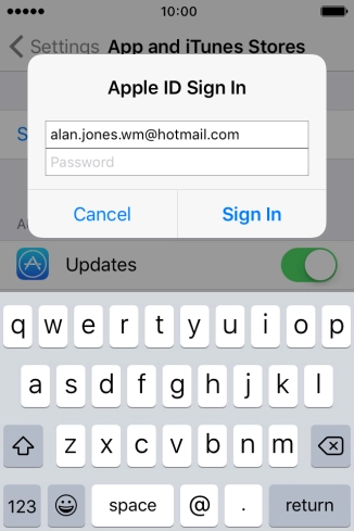 Press Password and key in the password for your Apple ID.