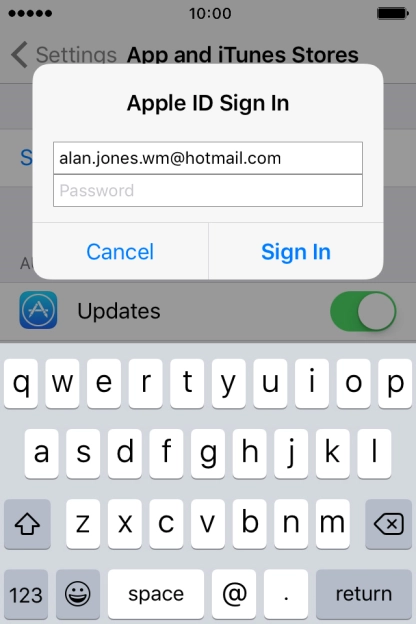 Press Password and key in the password for your Apple ID.