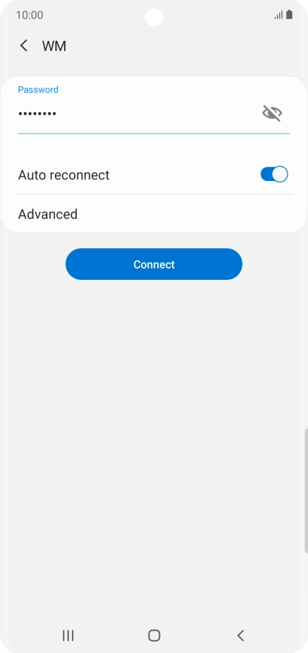 Key in the password for the Wi-Fi network and press Connect.