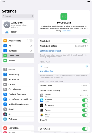 Press Mobile Data Options.