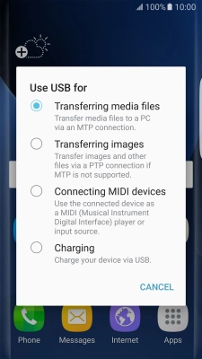 Press Transferring media files to turn on the function.