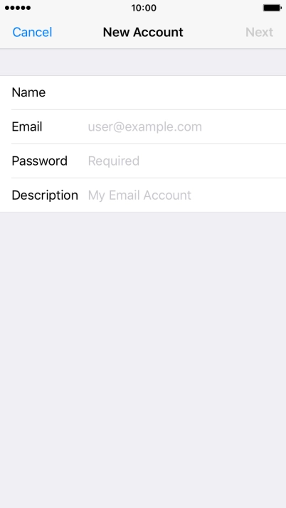Press Email and key in your email address.