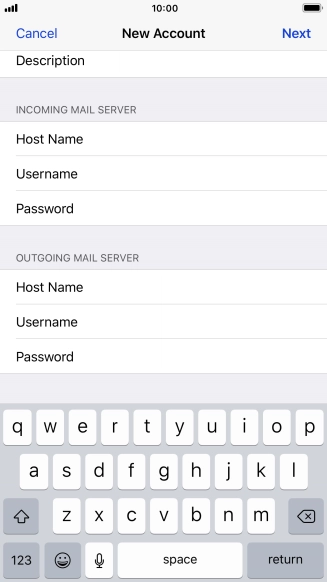 Press Password and key in the password for your email account. Please note that if you're using Vodafone's outgoing server, leave the password field empty.