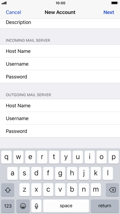 Press Password and key in the password for your email account. Please note that if you're using Vodafone's outgoing server, leave the password field empty.