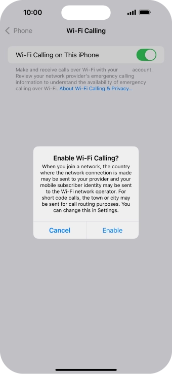 If you turn on the function, press Enable.