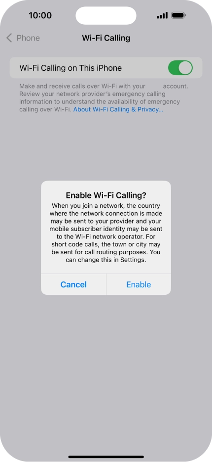 If you turn on the function, press Enable.
