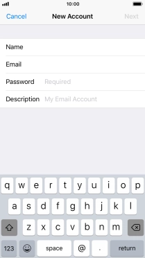 Press Password and key in the password for your email account.