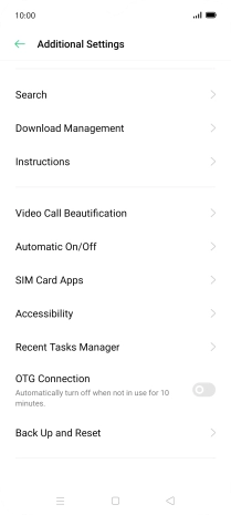 Press Back Up and Reset.