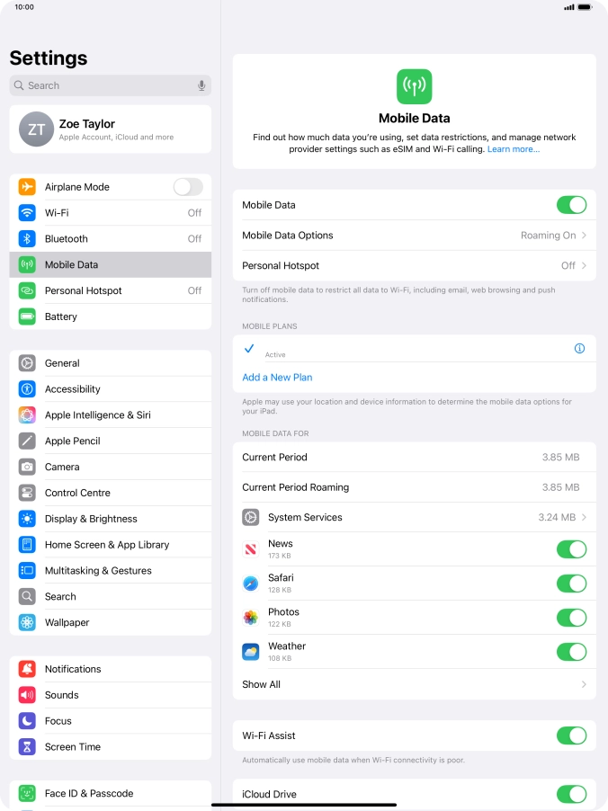 Press Mobile Data Options.