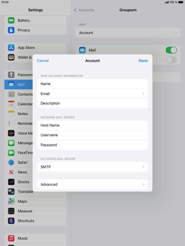 Press SMTP. Press SMTP.