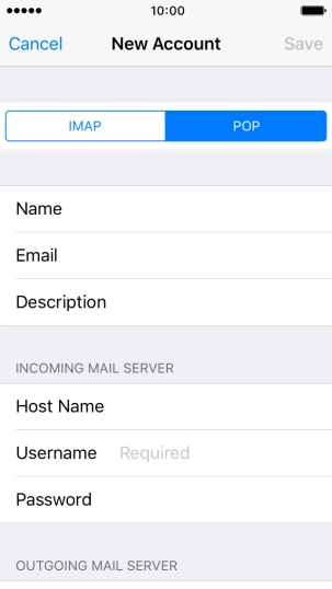 Press Username and key in the username for your email account.
