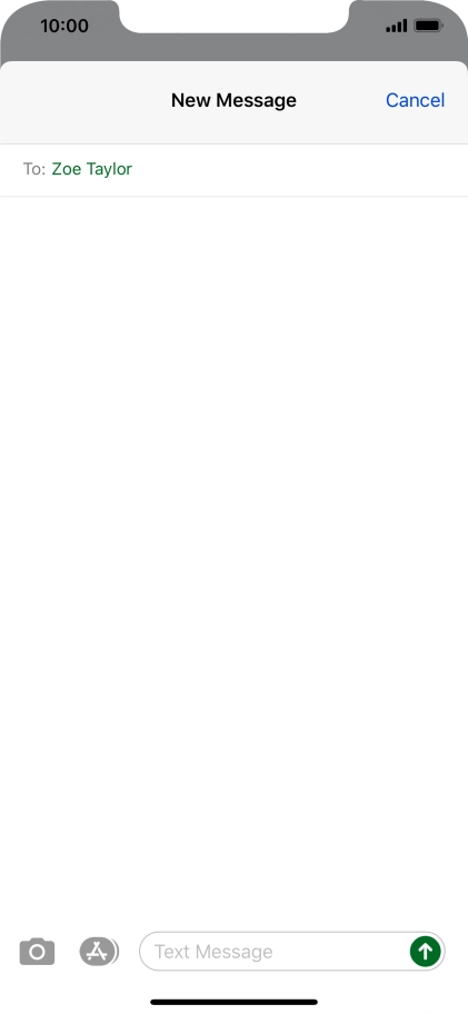 Press the text input field and write the text for your text message.
