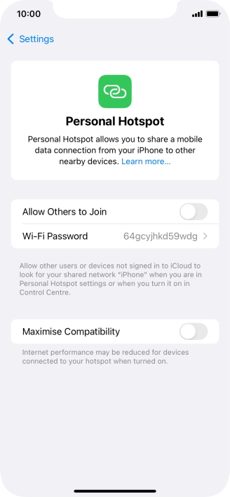 Press Wi-Fi Password and key in the required password.