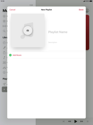 Press the text input field and key in a name for the playlist.
