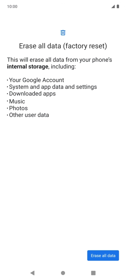 Press Erase all data.