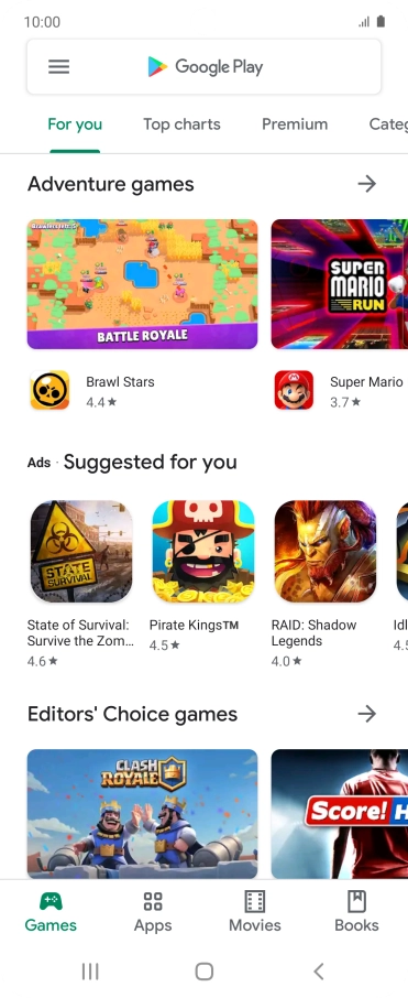 Press the search field.