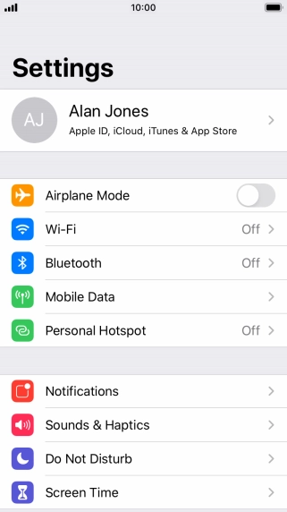 Press your Apple ID.