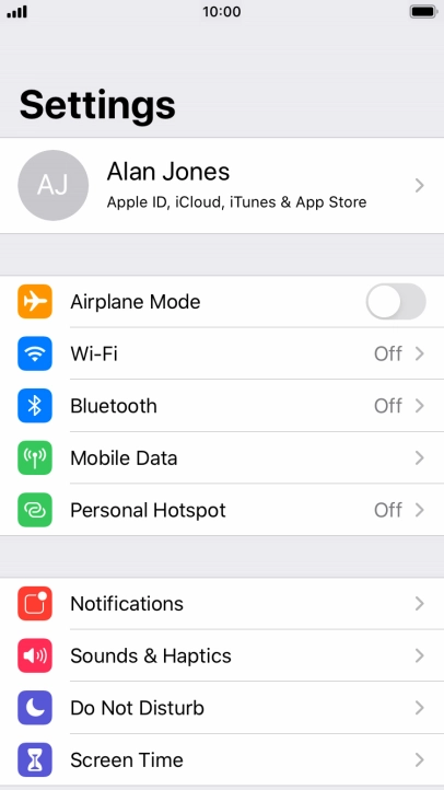 Press your Apple ID.