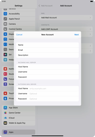 Press Host Name and key in the name of your email provider's outgoing server. Please note that if you can't send email messages when using your email provider's outgoing server, key in smtp.vodafone.net.au (Vodafone's outgoing server).