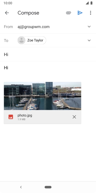 Press the send icon when you've finished your email message.