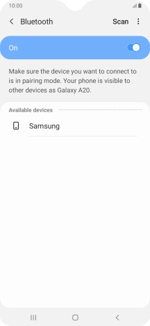 Press the required Bluetooth device and follow the instructions on the screen to pair the device with your phone.
