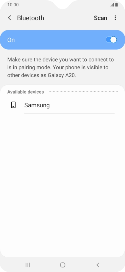 Press the required Bluetooth device and follow the instructions on the screen to pair the device with your phone.