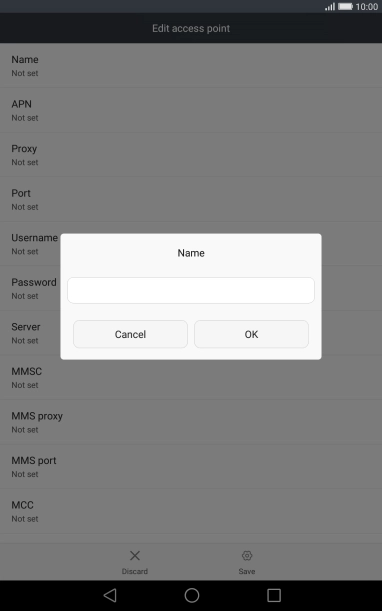 Key in Vodafone Internet and press OK.