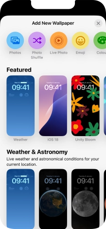 Press the required category and follow the instructions on the screen to select the required background image.