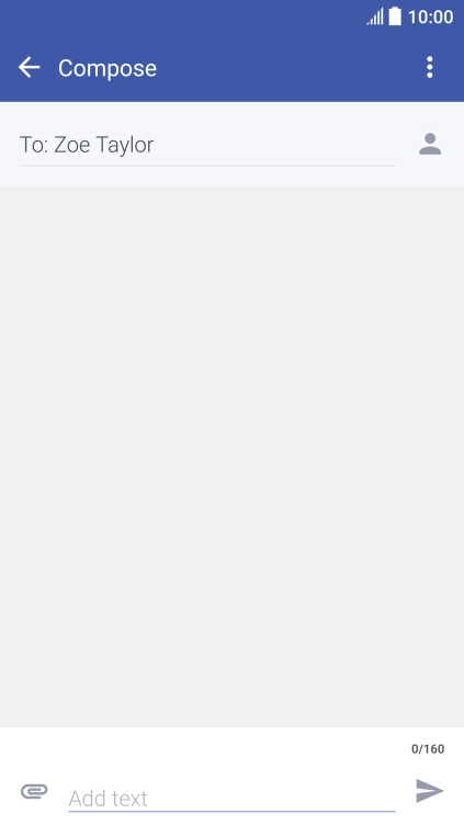 Press the text input field and write the text for your text message.