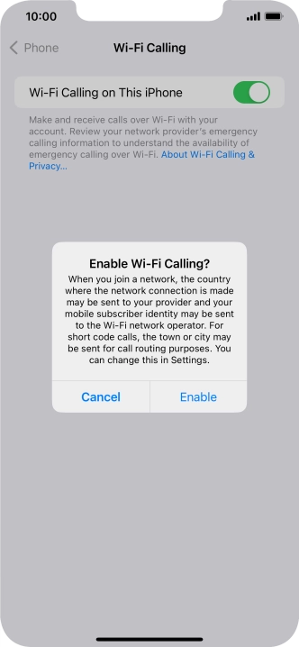 If you turn on the function, press Enable.