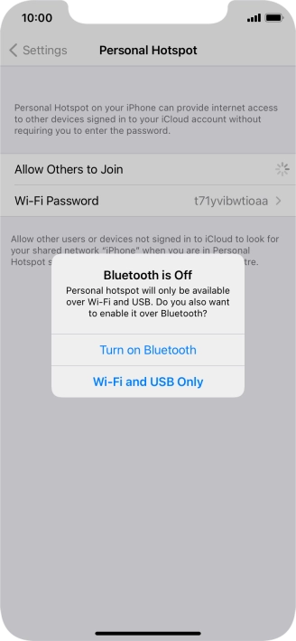 If Wi-Fi is turned on, press Wi-Fi and USB Only.