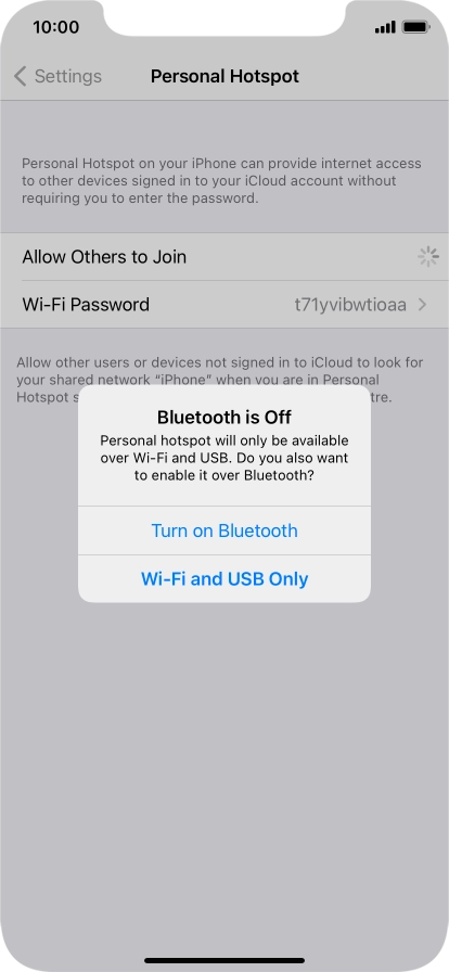 If Wi-Fi is turned on, press Wi-Fi and USB Only.