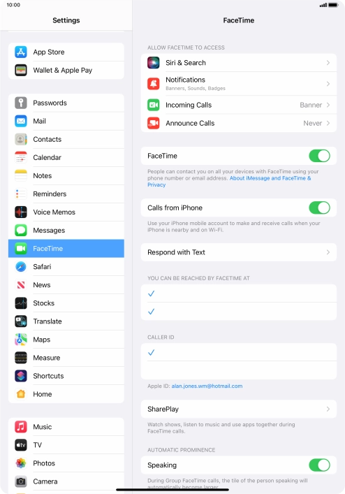 Press the required setting below 