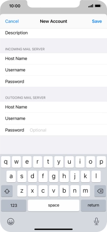 Press Password and key in the password for your email account. Please note that if you're using Vodafone's outgoing server, leave the password field empty.