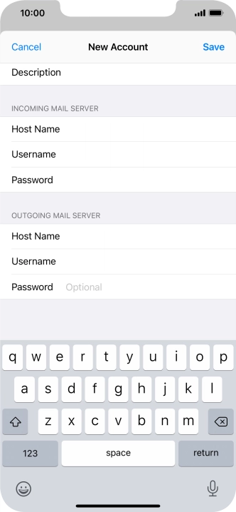 Press Password and key in the password for your email account. Please note that if you're using Vodafone's outgoing server, leave the password field empty.