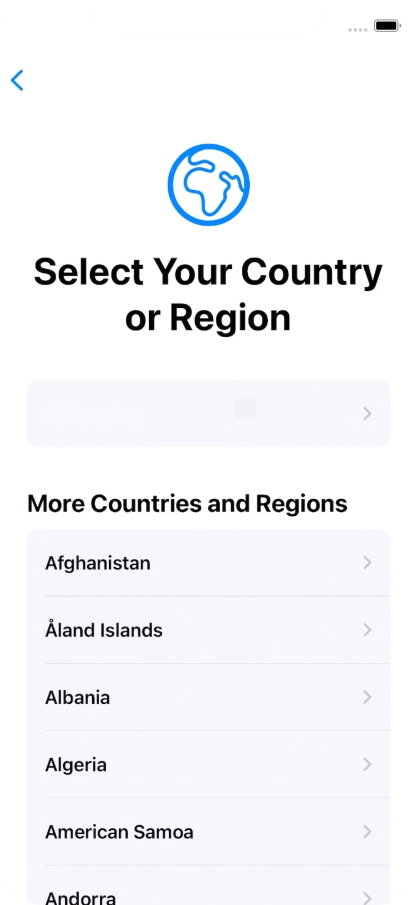 Press the required country or area.