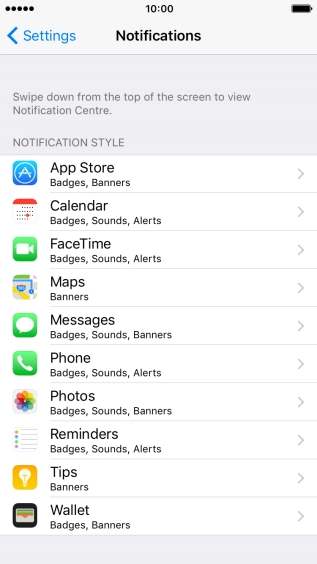 Press the required application.