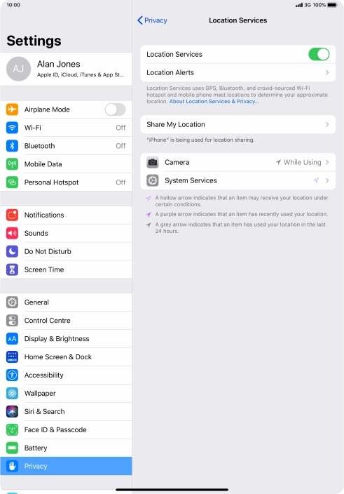 Press the required application.