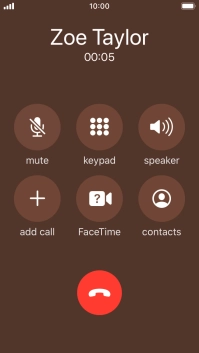 Press the end call icon to end the call.