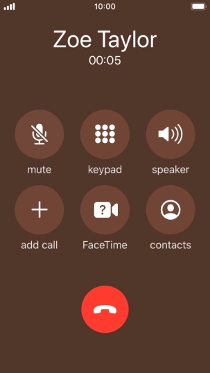 Press the end call icon to end the call.