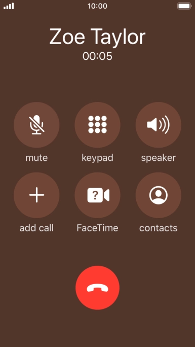 Press the end call icon to end the call.