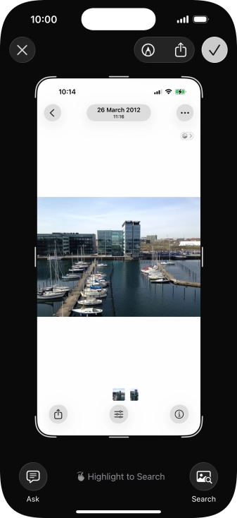 To use visual intelligence via screenshot, take a screenshot and follow the instructions on the screen to use the function.