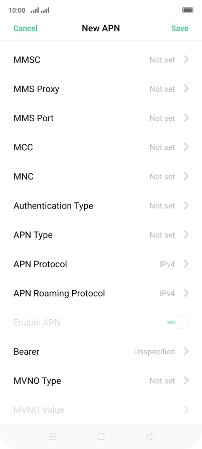 Press APN Type. Press APN Type.