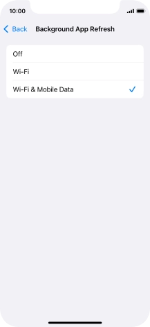 To turn off background refresh of apps, press Off.