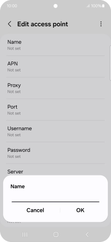 Key in Vodafone Internet and press OK.