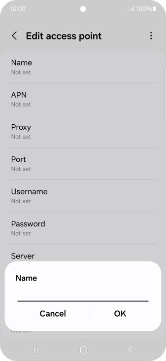 Key in Vodafone Internet and press OK.