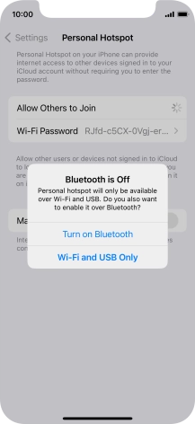 If Wi-Fi is turned on, press Wi-Fi and USB Only.